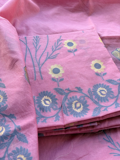 Pink Chanderi abstract design suit set