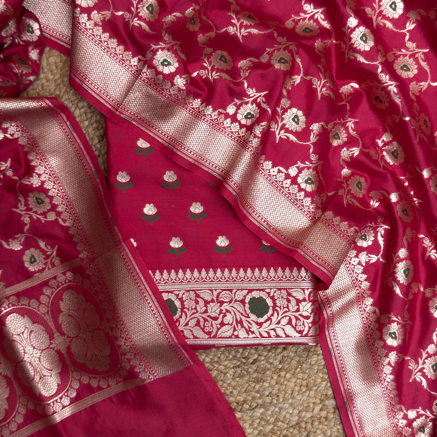 Red mulberry silk suit set