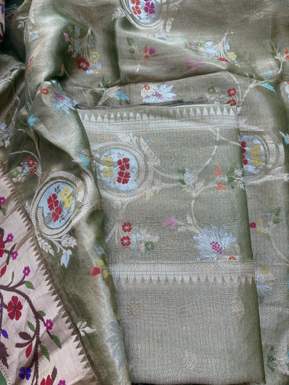 Green tissue meenadar suit set