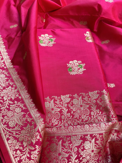 Pink katan by katan kadhwa silk suit set