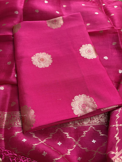 Pink Chiniya kora kadhwa suit set