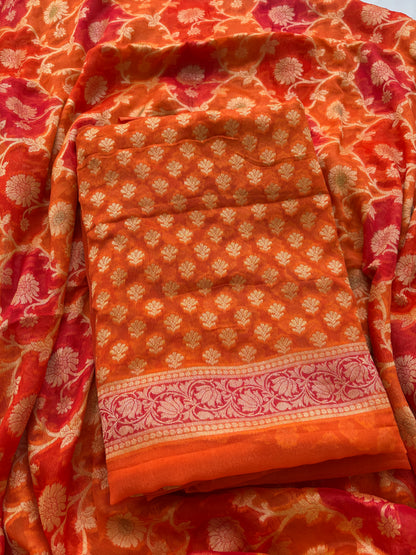 Orange Khaddi chiffon suit set