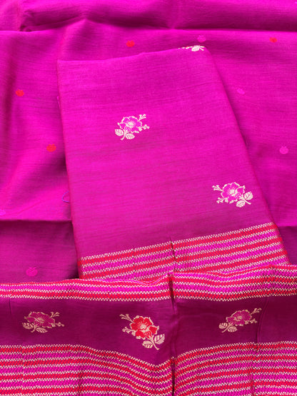 Magenta moonga silk suit set