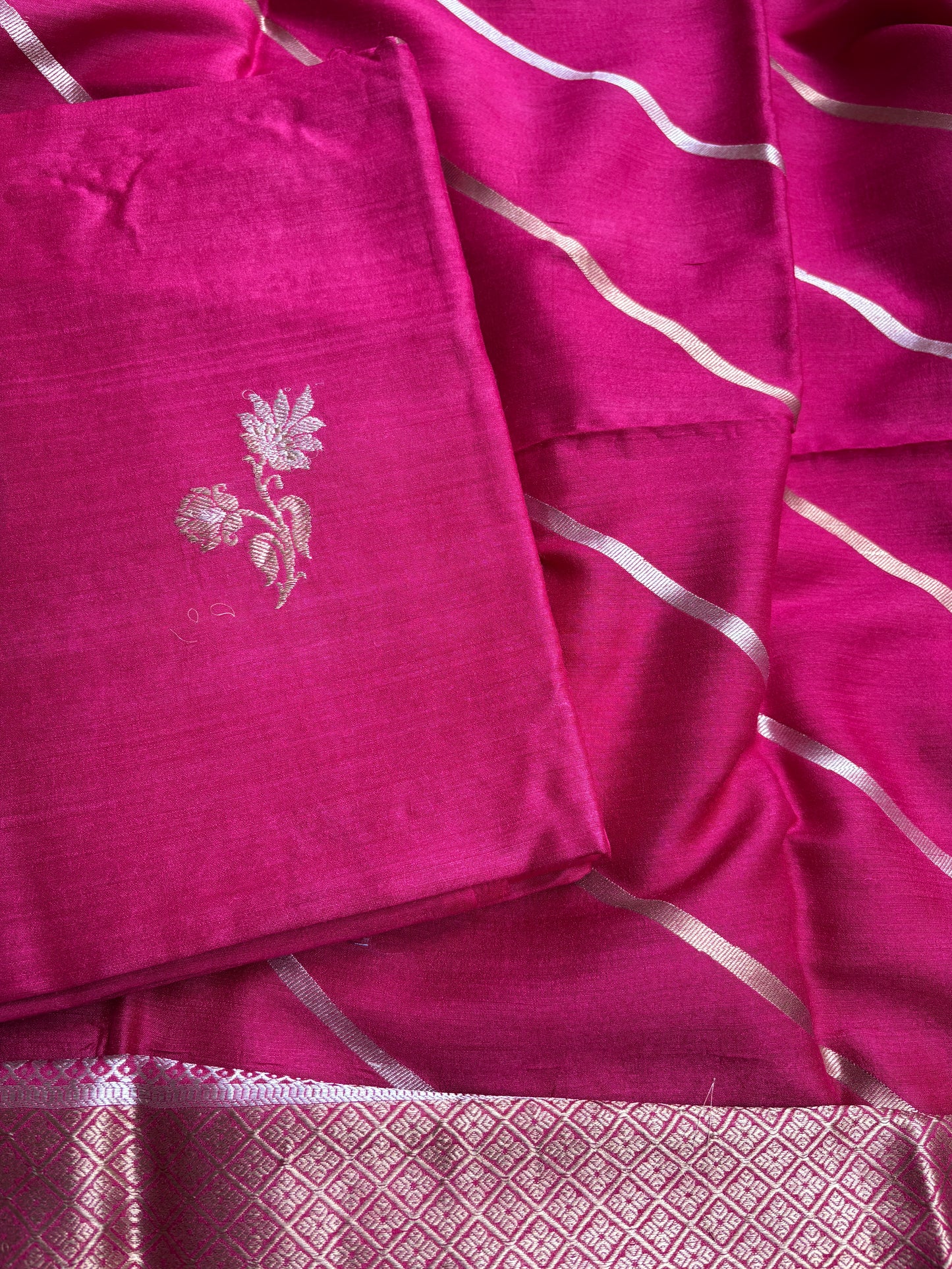 Pink moonga silk suit set