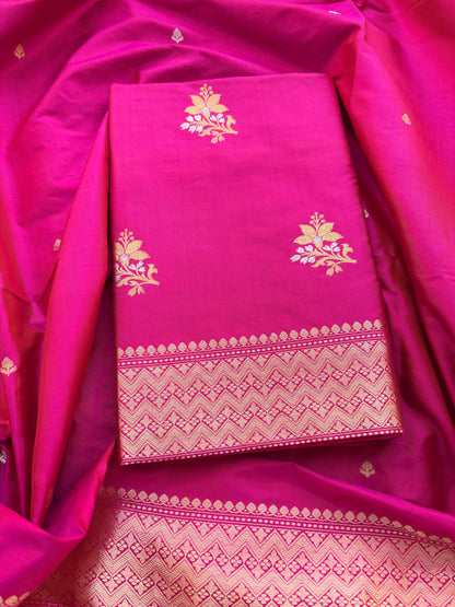 Pink katan by katan silk kadhwa suit set