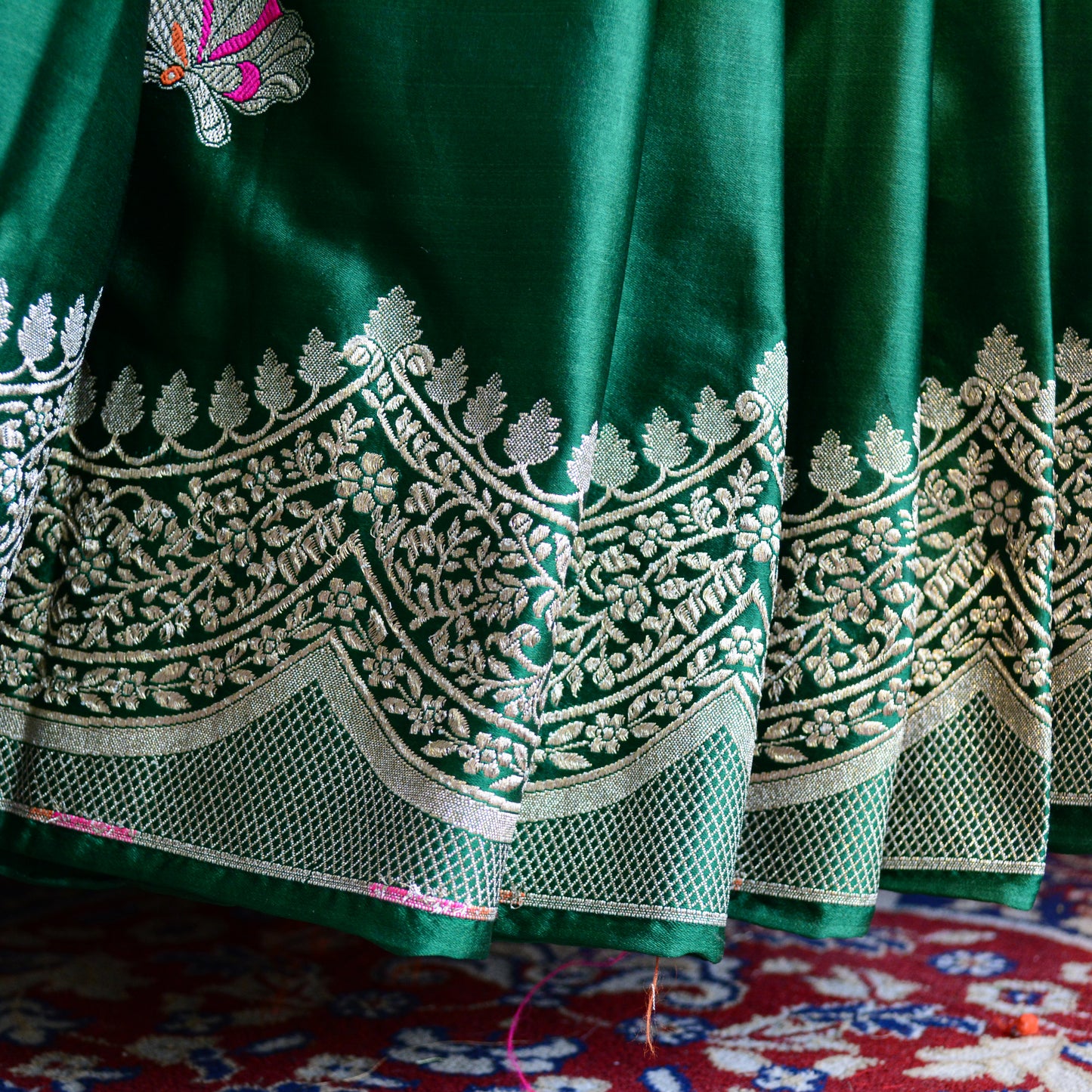 Green Butterfly Mashru Silk Saree