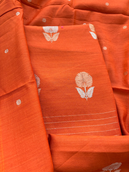 Orange moonga silk suit set