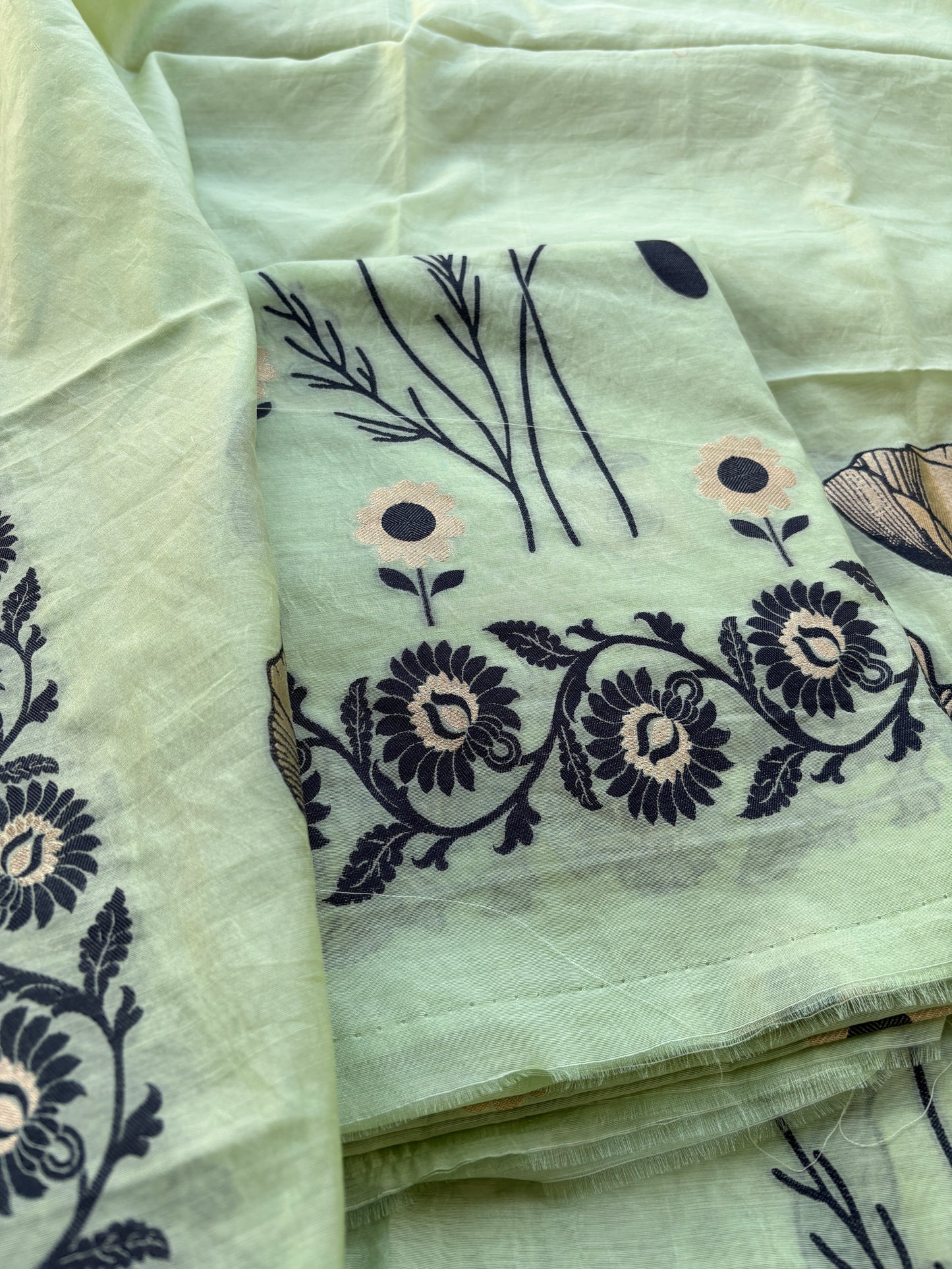 Green Chanderi abstract design suit set
