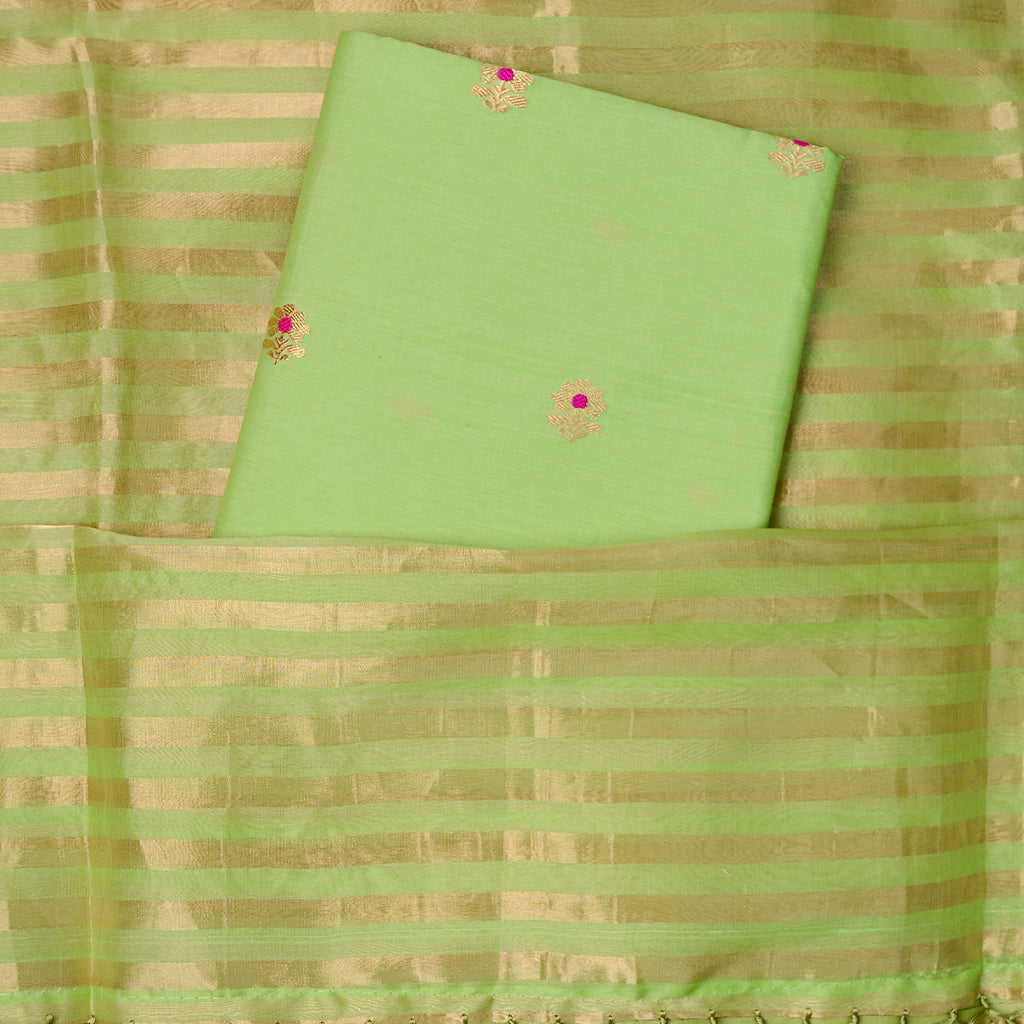 Green handloom silk suit set