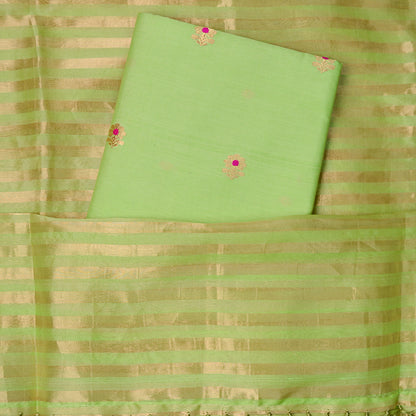 Green handloom silk suit set