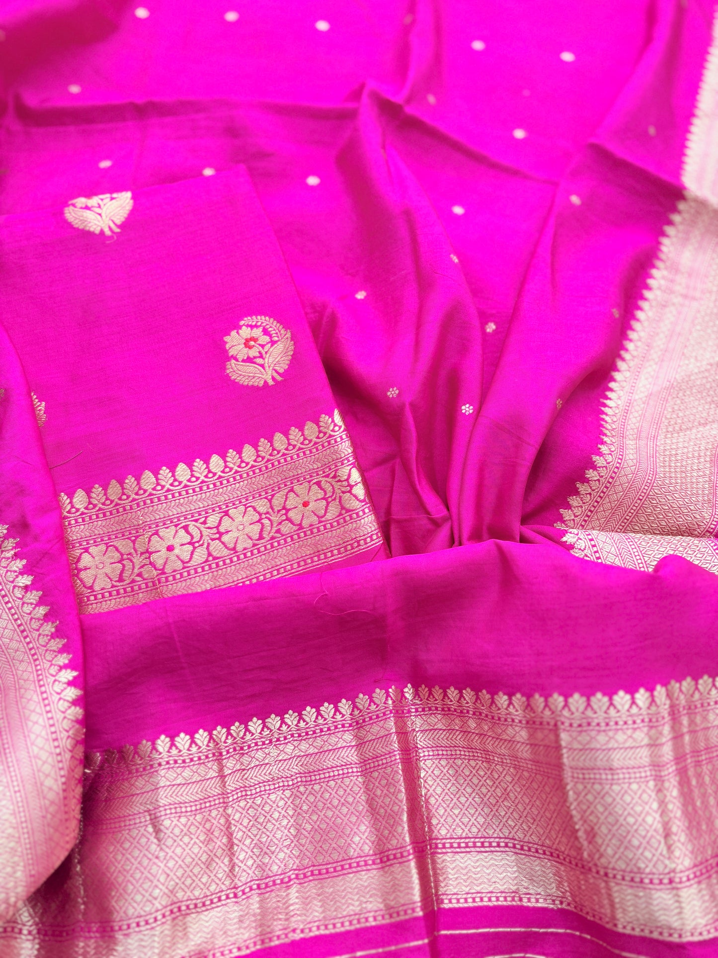 Pink Chiniya silk 3 piece suit
