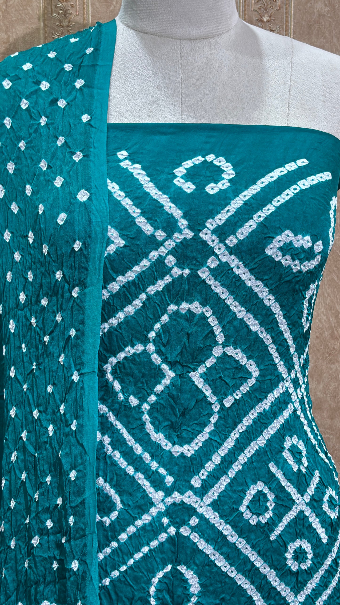 Green gajji silk bandhani suit set
