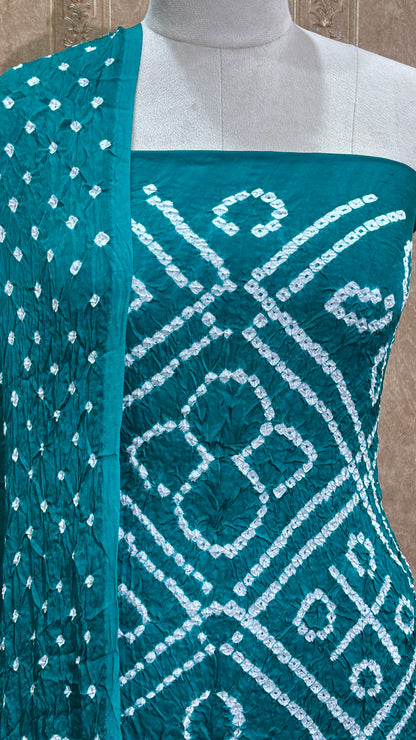 Green gajji silk bandhani suit set