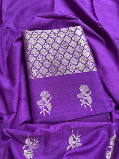 Purple moonga silk suit set