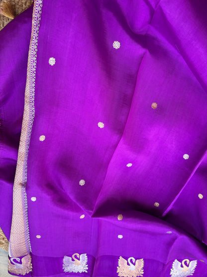 Purple mango silk kadhwa suit set