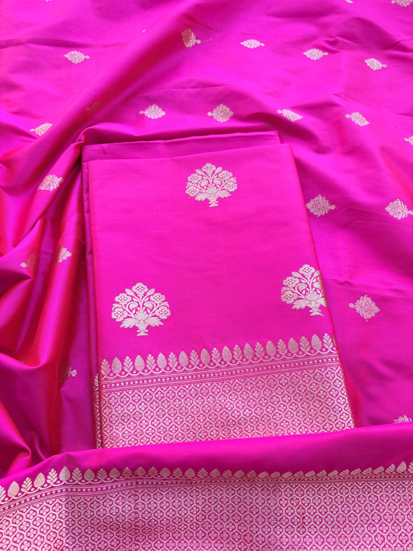 Pink katan by katan silk kadhwa suit set