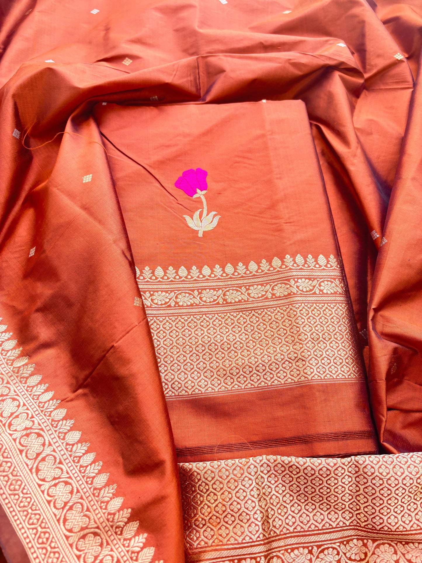 Orange Katan by Kayan silk kadhwa suit set