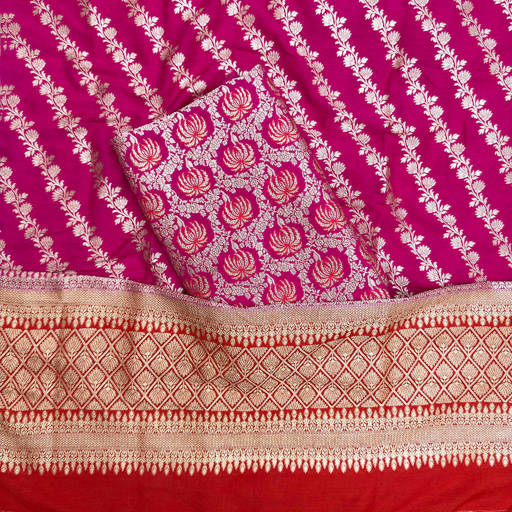 Pink orange pure silk chaap due suit set