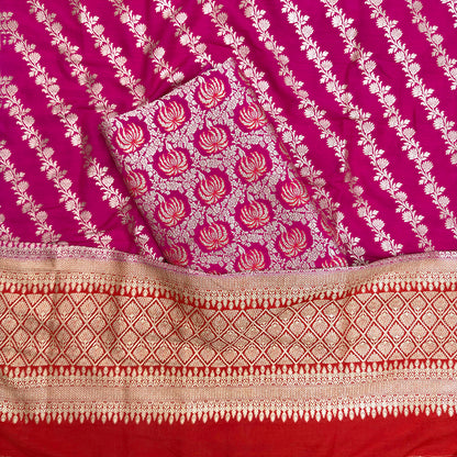 Pink orange pure silk chaap due suit set