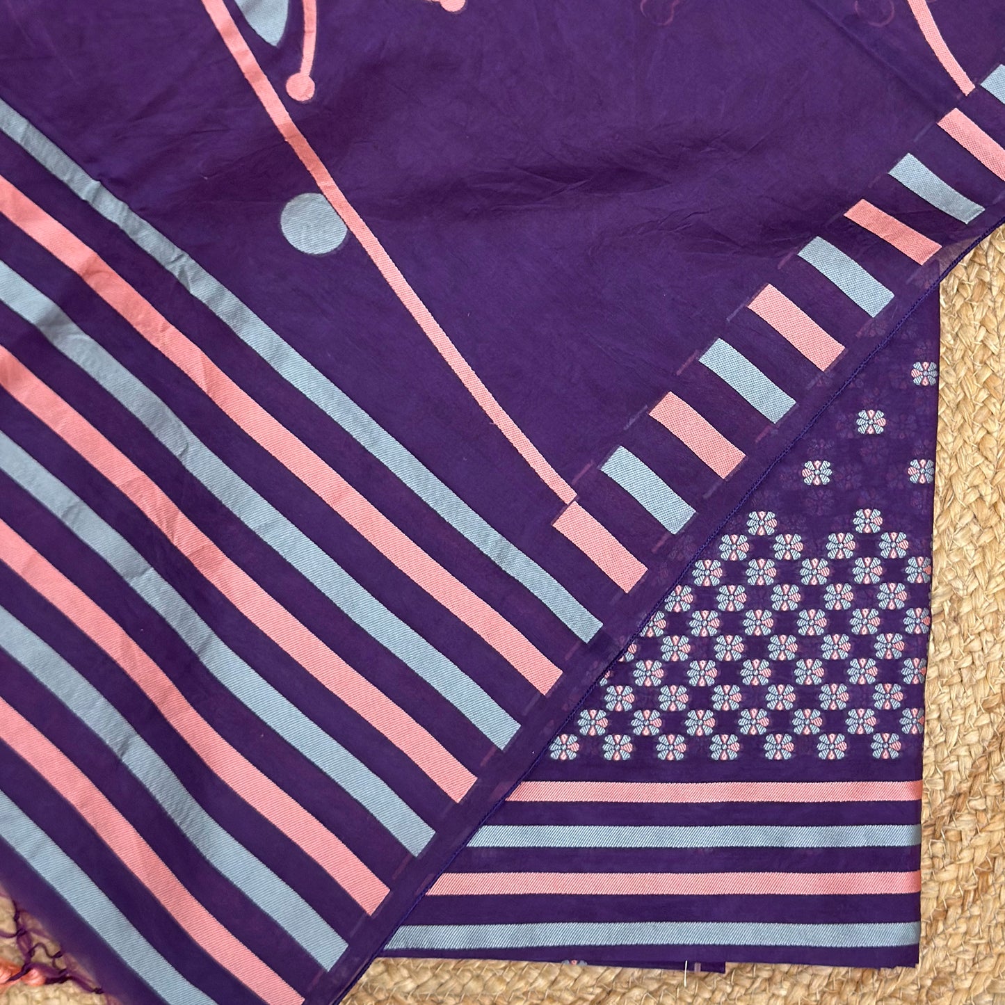 Purple Chanderi abstract weave suit set