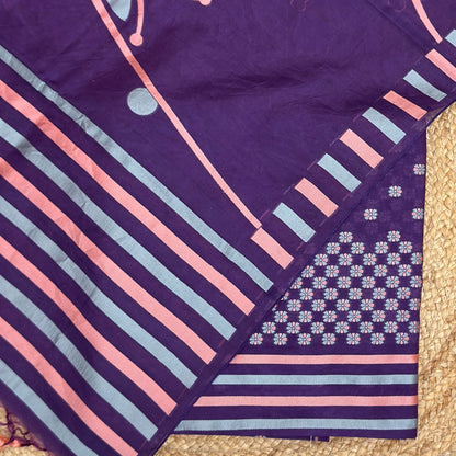 Purple Chanderi abstract weave suit set