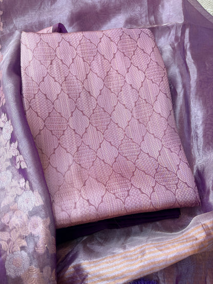 Purple tissue brocade suit set