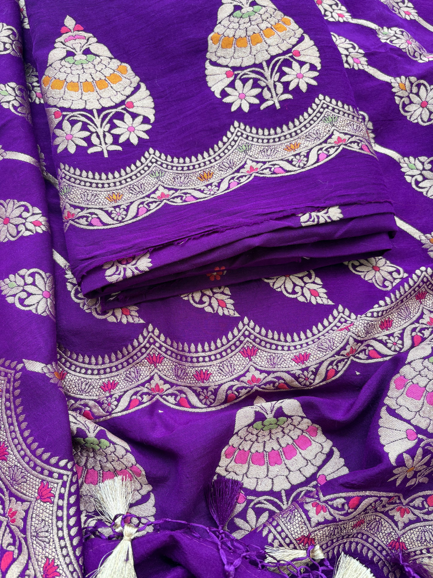 Purple moonga silk meenadar suit set