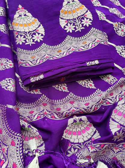 Purple moonga silk meenadar suit set