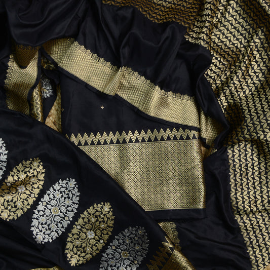Black Katan by katan silk kadhwa suit set