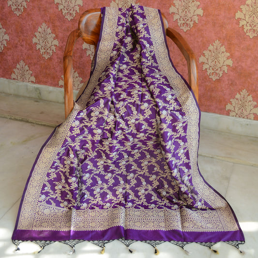 Purple katan silk dupatta