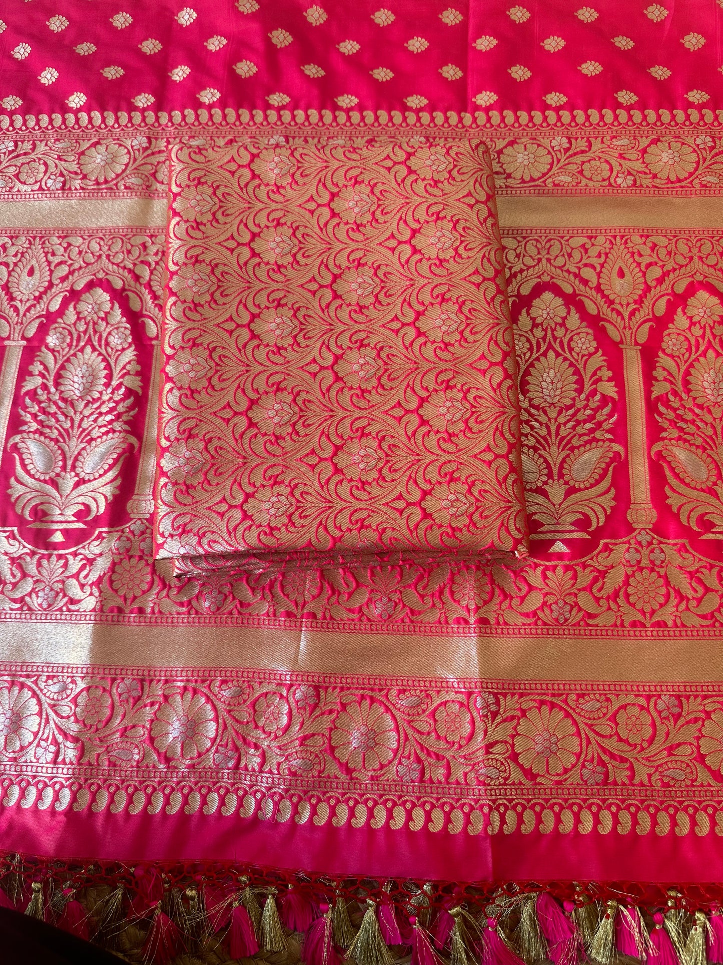 Rani pink mashru brocade suit set