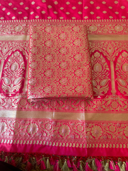 Rani pink mashru brocade suit set