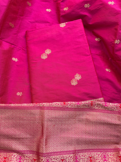 Pink katan by katan silk kadhwa suit set