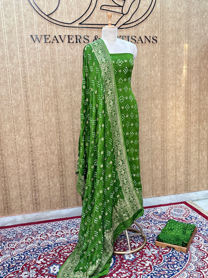 Green bandhani suit set