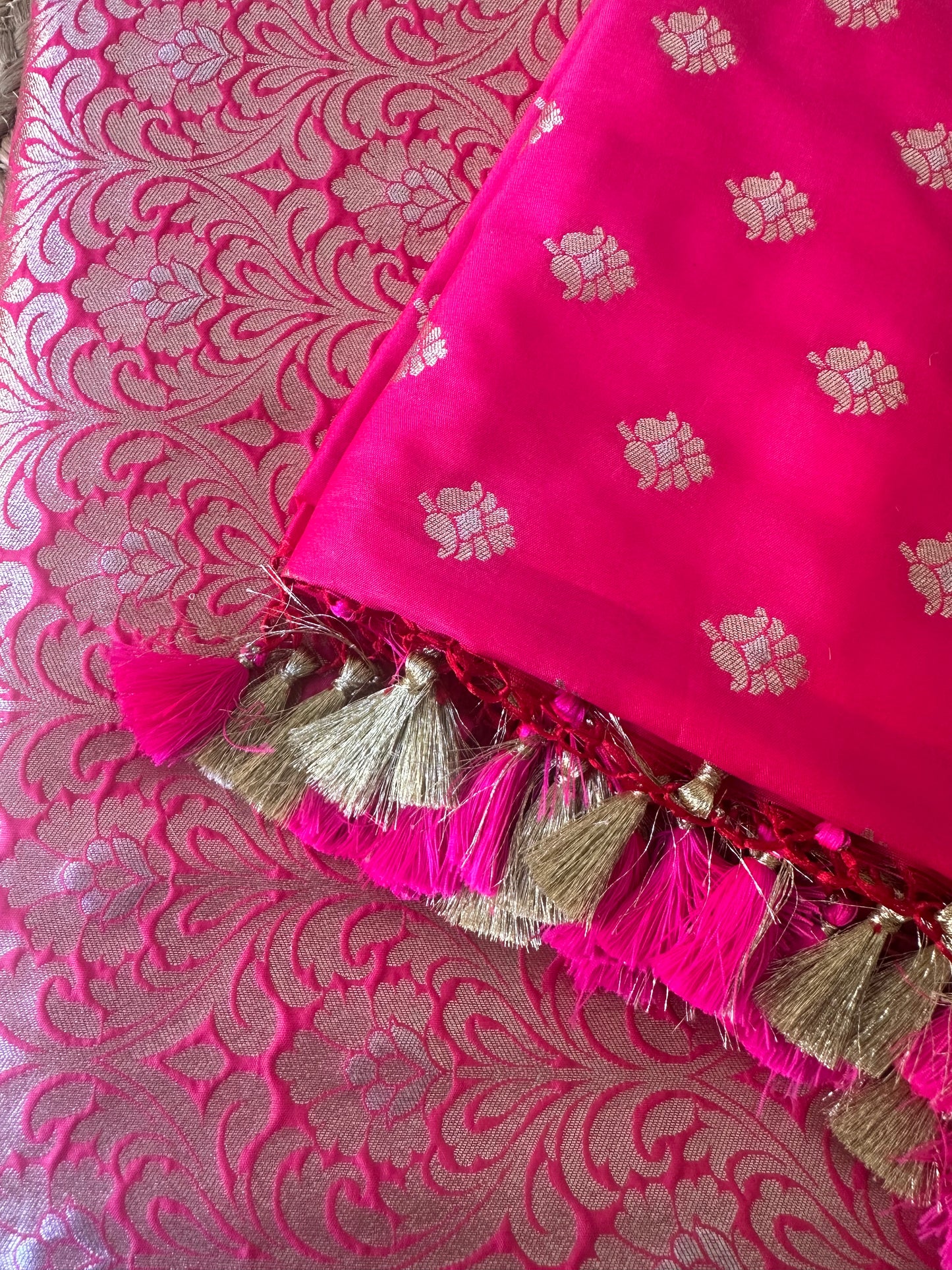 Rani pink mashru brocade suit set