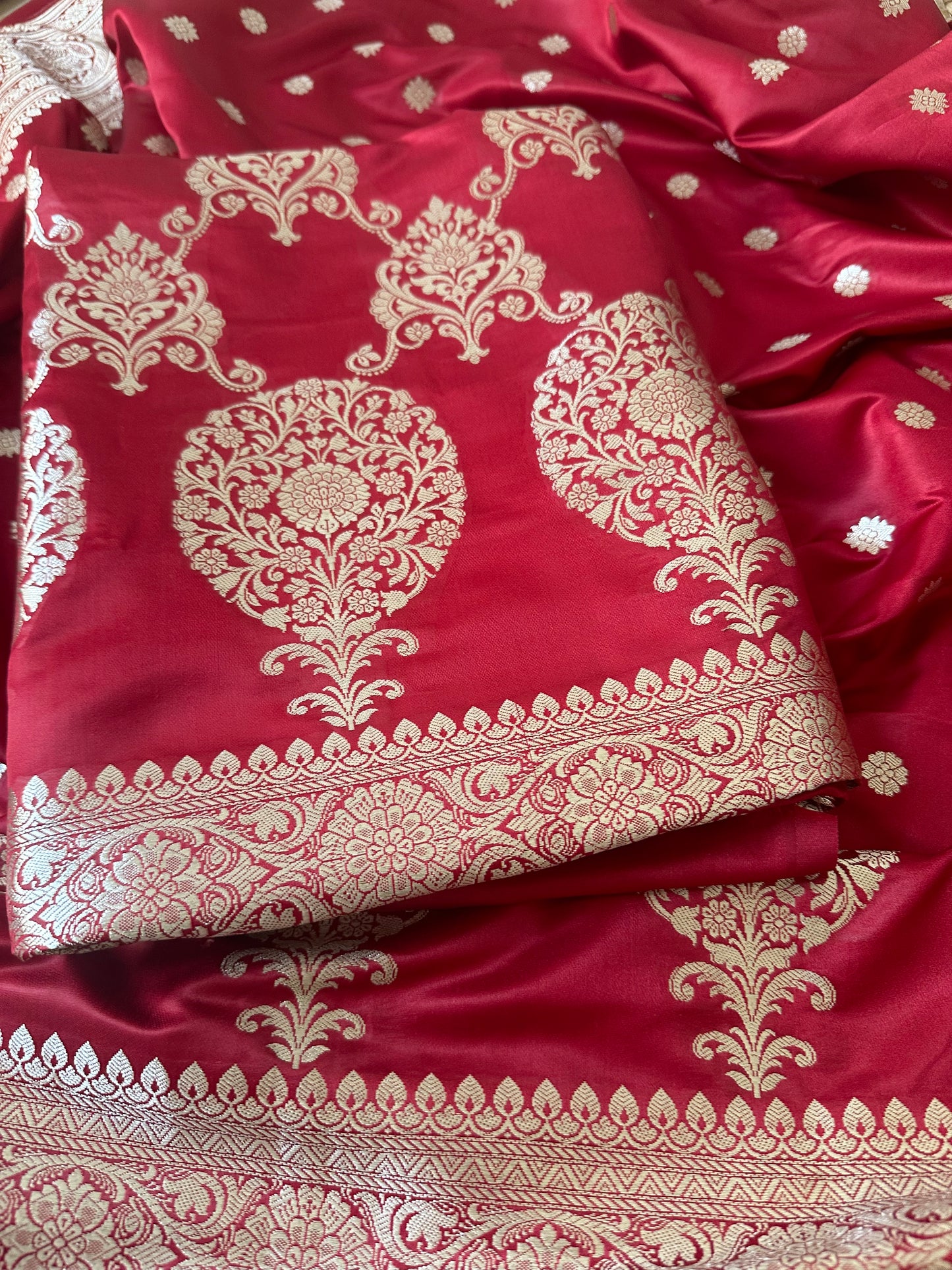 Red Mashru silk suit set