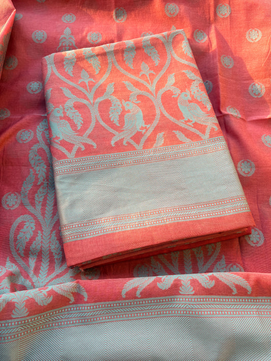 Peach Resham Weaving Chanderi suit set