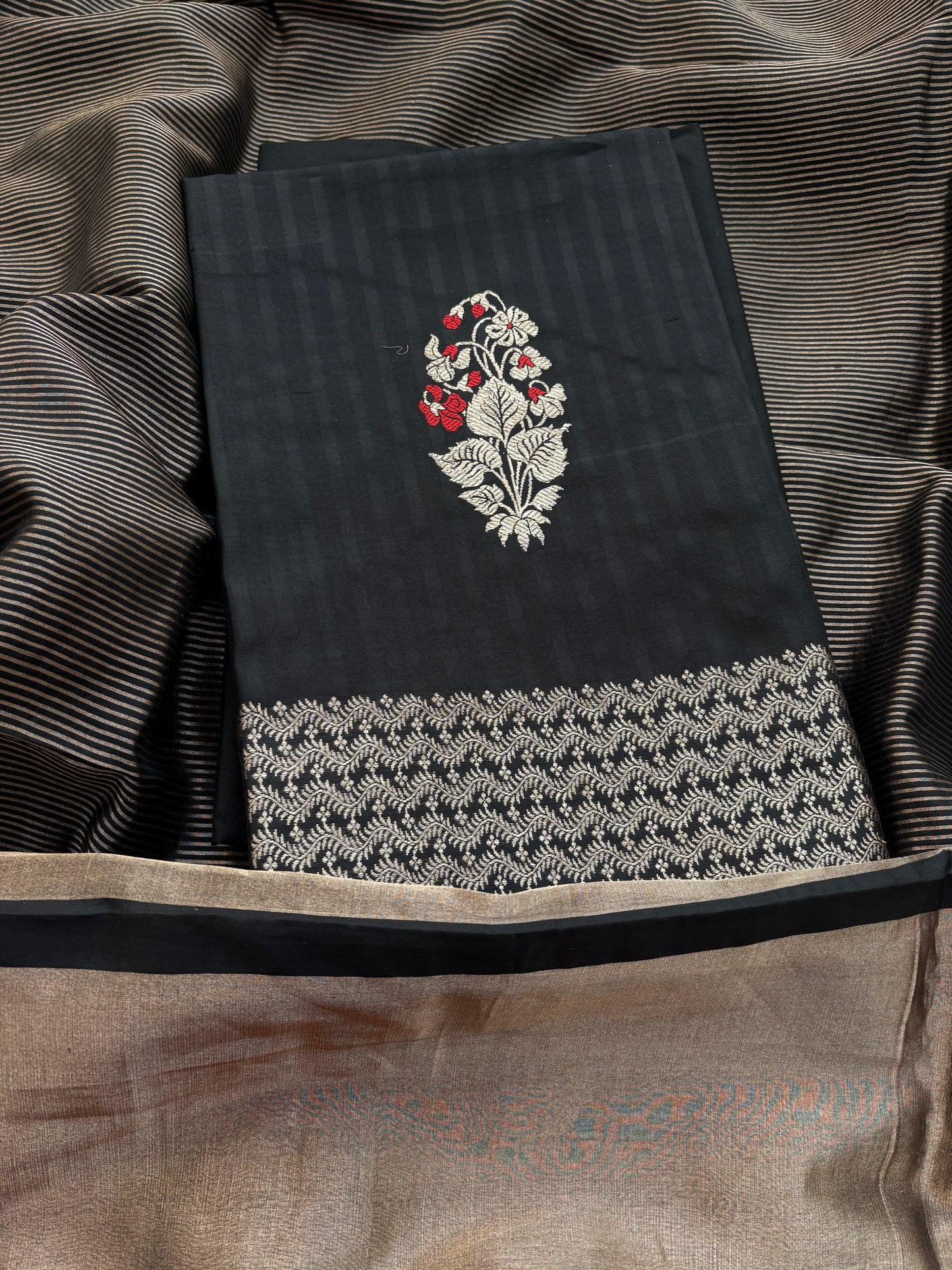 Black mango silk kadhwa meenadar suit set ( Fm 23)