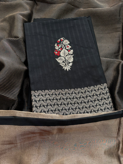 Black mango silk kadhwa meenadar suit set ( Fm 23)