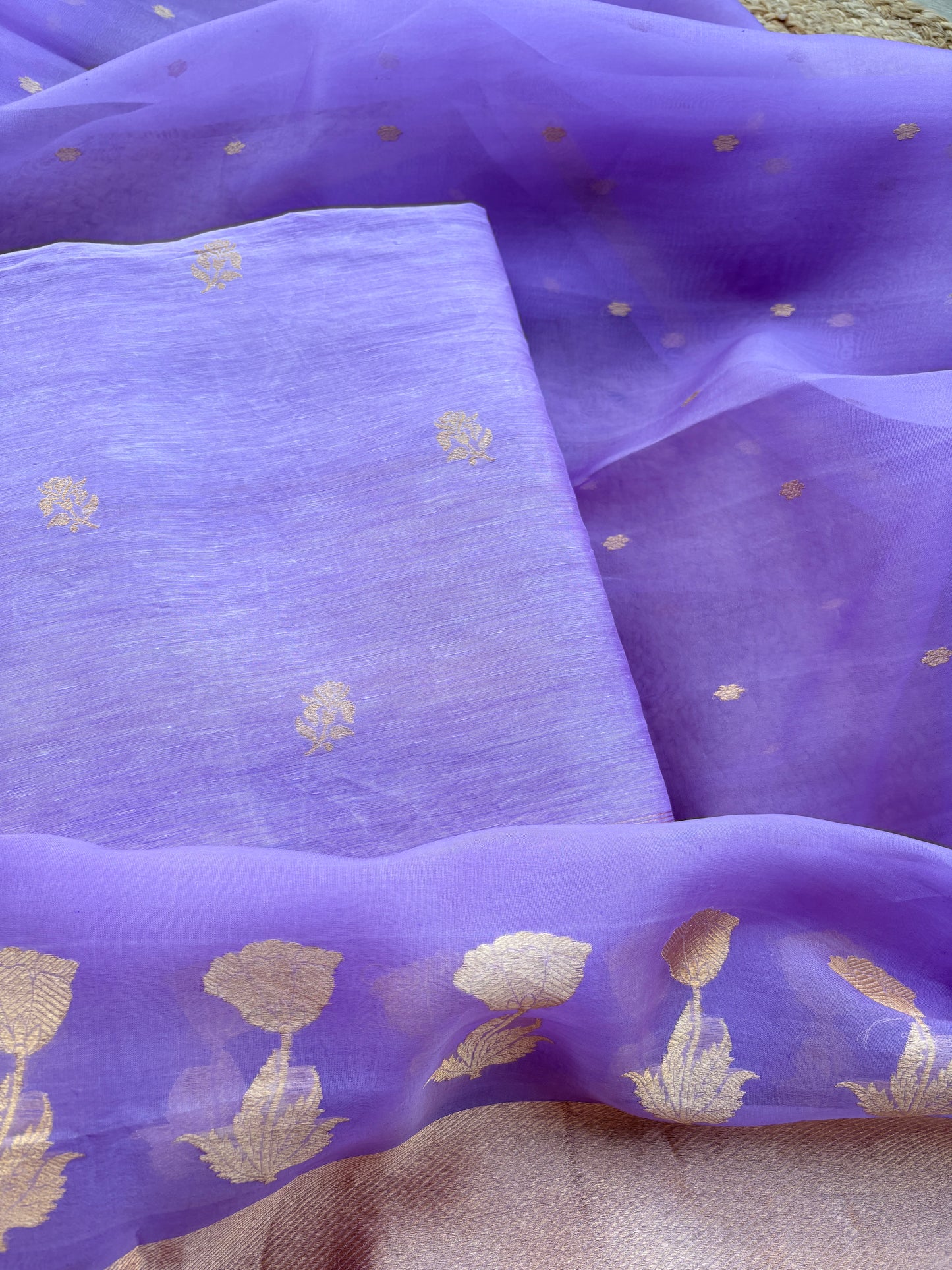 Lavender linen silk suit set