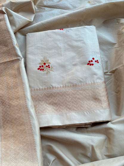 Cream katan by katan silk kadhwa meenadar suit set