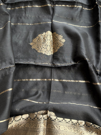 Black Chiniya silk suit set