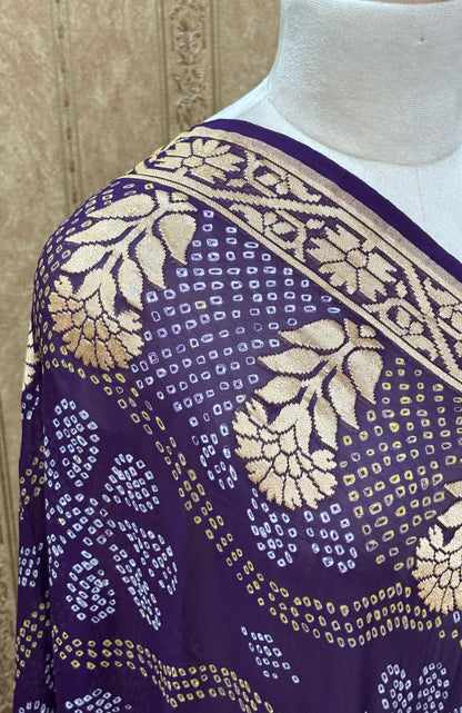 Lavender blue exclusive bandhani dupatta
