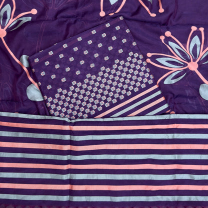 Purple Chanderi abstract weave suit set