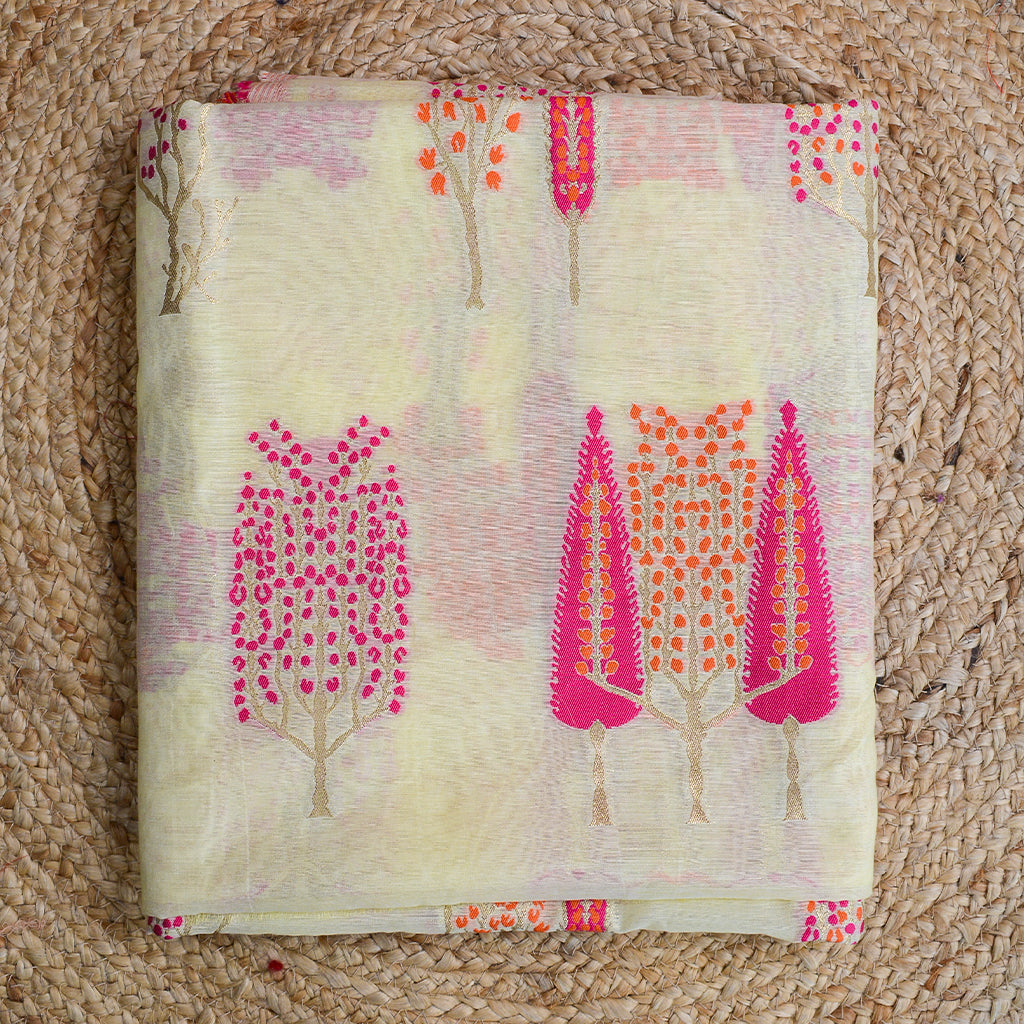 Cream Chanderi Abstract design suit set