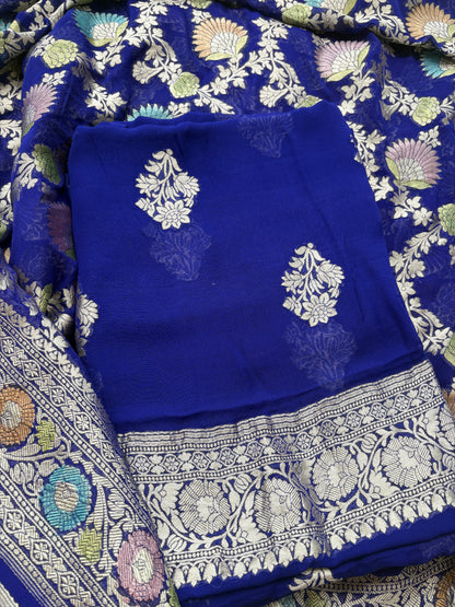 Purple blue moonga silk suit set
