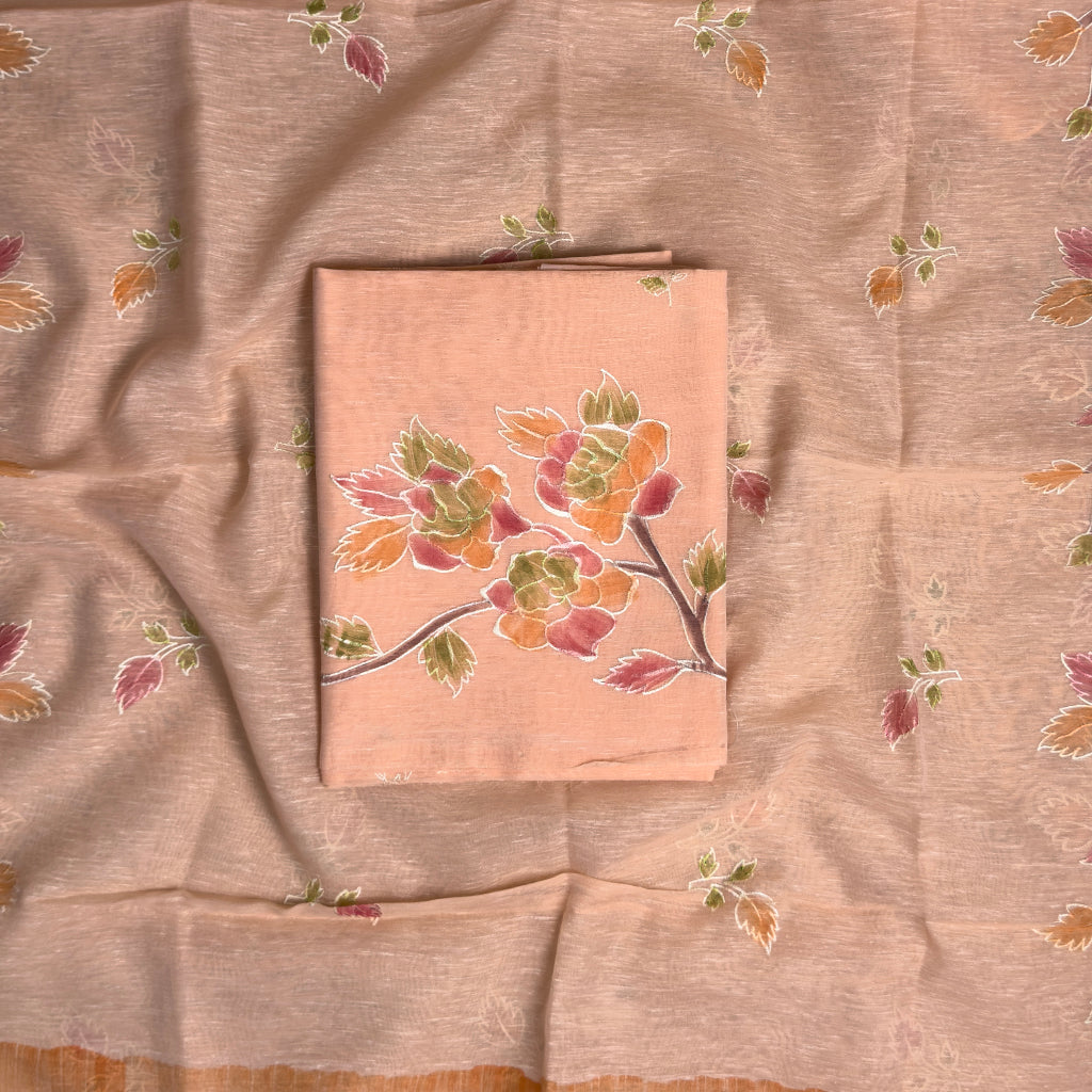 Peach linen cotton suit set