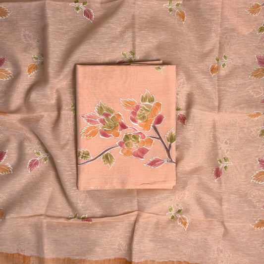 Peach linen cotton suit set