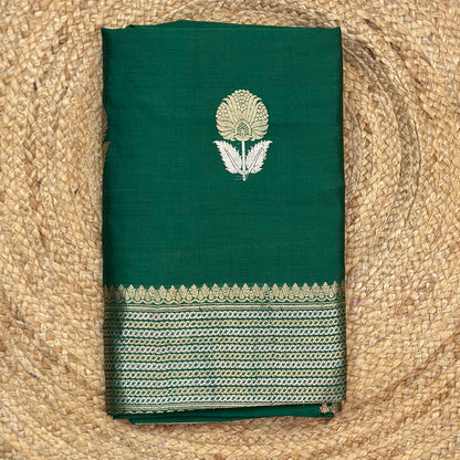 Green Chiniya silk suit with Khaddi georgette dupatta