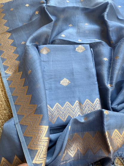 Blue grey Chiniya kora suit set